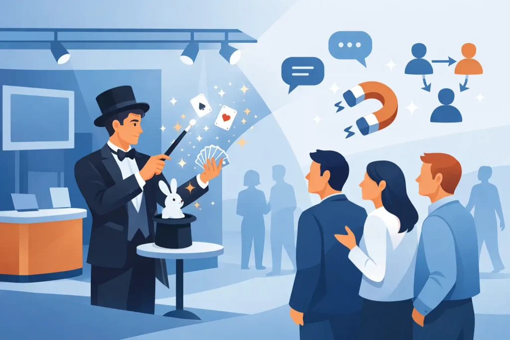 How a Trade Show Booth Magician Wins More Leads